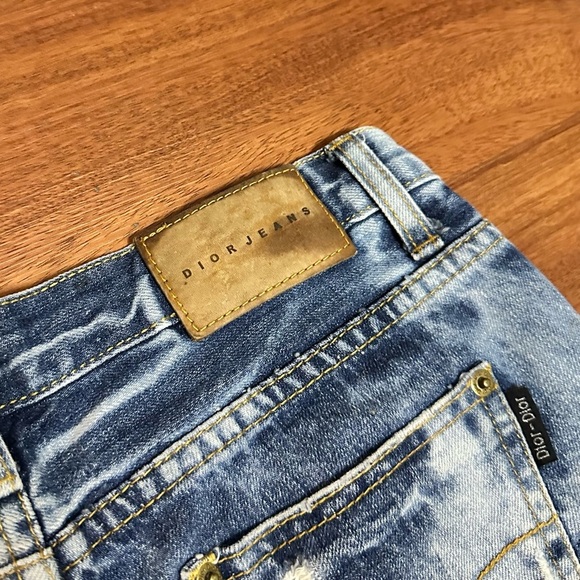 Dior-Dior Outlet Hemmed Blue Denim Distressed Low Waisted Women's Shorts - Picture 10 of 11